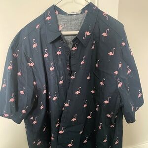 Fun Flamingo Button Down! Mens short sleeve 2XL